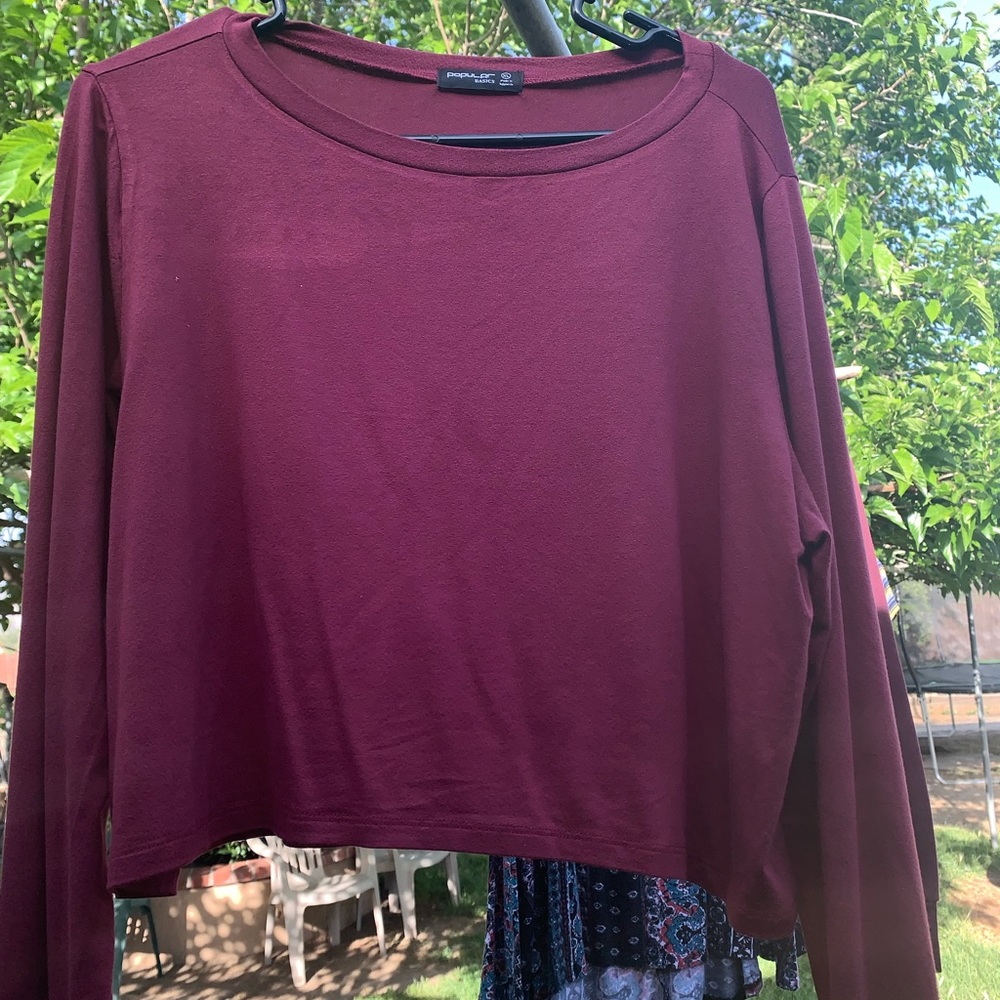 All maroon shirt